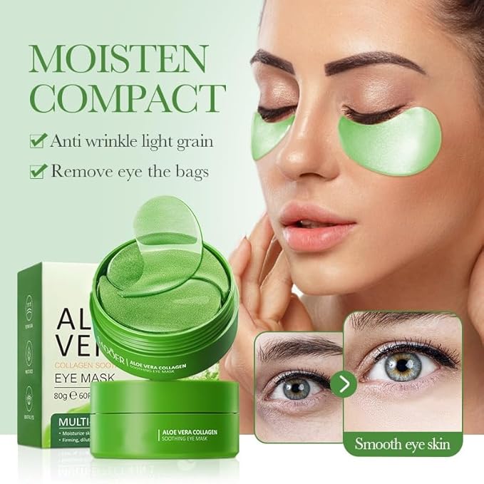 Aloe Vera Eye Masks, Under Eye Patches for Dark Circles and Puffiness 60PCS, Anti-Aging Eye Patch Treatment Masks, Hydrating Eye Mask Skincare, Eye Gel Pads for Eye