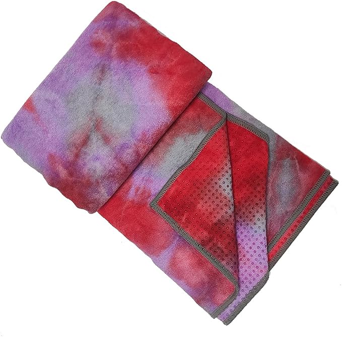 Yoga Towel for Yoga Mat, Non Slip Mat Cover for Hot Yoga, Washable Microfiber Light Weight (Pink-red)