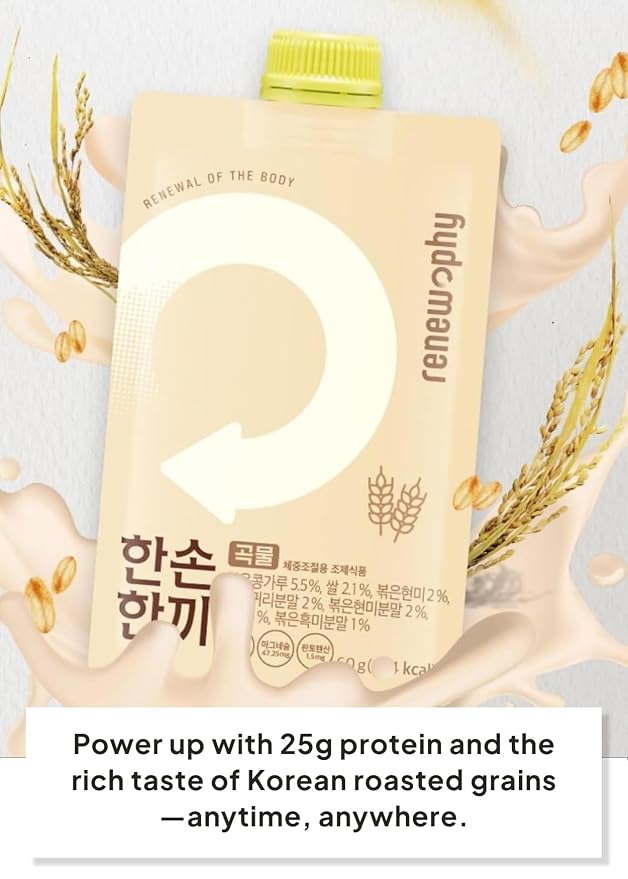 Korean Food Plant-Based Protein Shake, Misugaru, 7 Pack, 25g Protein Mix | Roasted multi-grain misugaru drink mix, just add water or milk for a convenient 7-pack beverage