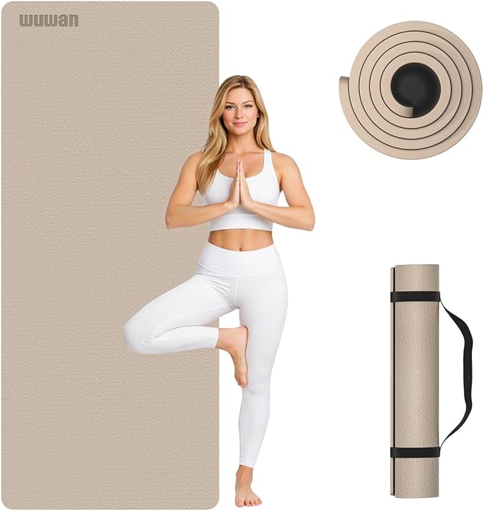 10 mm Yoga Mat 72"x26" TPE Non-Slip Exercise Mat 0.4" Thick, Easy-to-Carry Fitness Mat for Yoga, Pilates & Workout, Professional Mat, Made with Recyclable Material, Durable, Easy to Clean