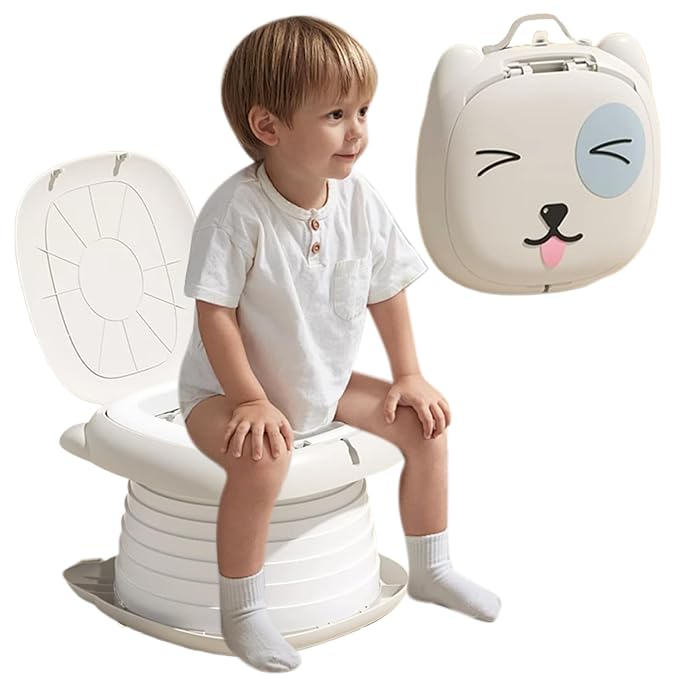 Portable Potty for Toddler, Practical & Foldable Travel Potty with Trash Bag & Storage Bag for Car, Camping, Outdoor, Indoor, Grey Travel