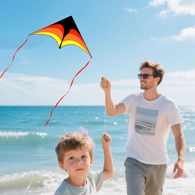 Mint's Colorful Life Delta Kite for Kids & Adults, Extremely Easy to Fly Kite for Beach Trip, Best Kites for Beginners, 300ft String Handle Included