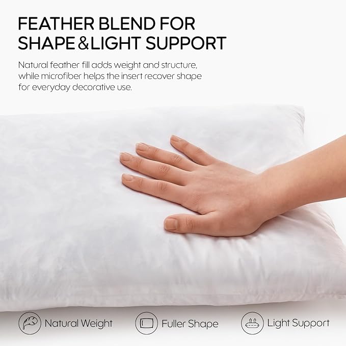 14x20 Feather Lumbar Pillow Insert, Decorative Throw Pillow Insert for Covers, Fuller Fit with Soft Support for Bed and Couch