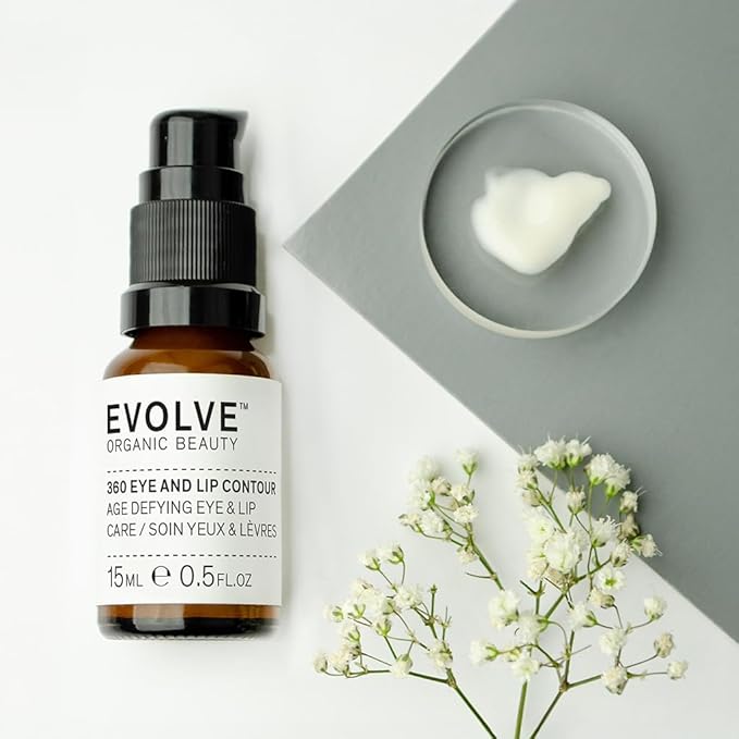 Evolve Organic Beauty - 360 Eye + Lip Contour Cream | Invigorate, Protect, Rejuvenate | Green Tea, Pomegranate | Small-Batch, Vegan Clean Beauty (0.45 oz | 15 mL) Packaging May Vary
