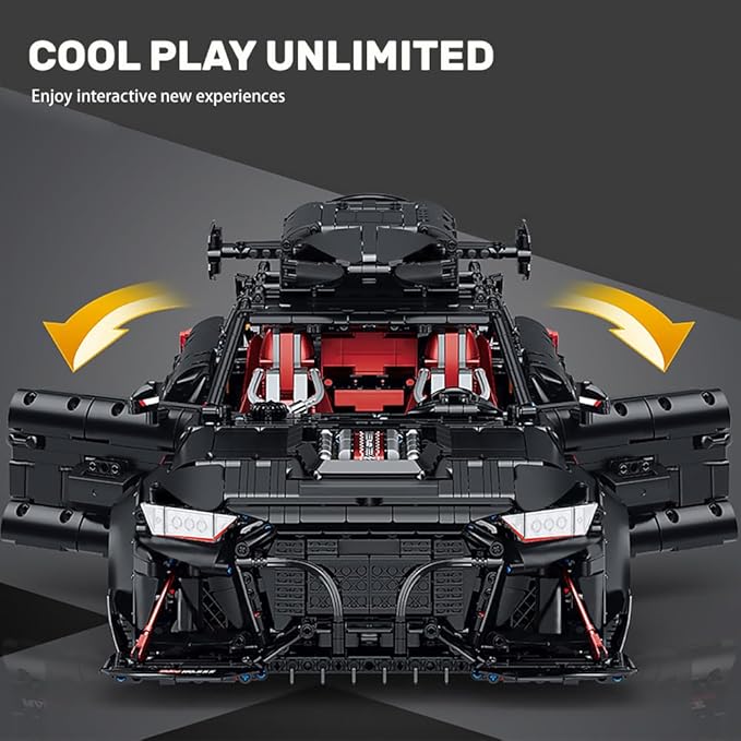39023 Travel Sports Car 1:8 Building Blocks Set, 4198 Pieces MOC Racing Model, Challenging STEM Project - Super Car Construction Collection Set for Adults