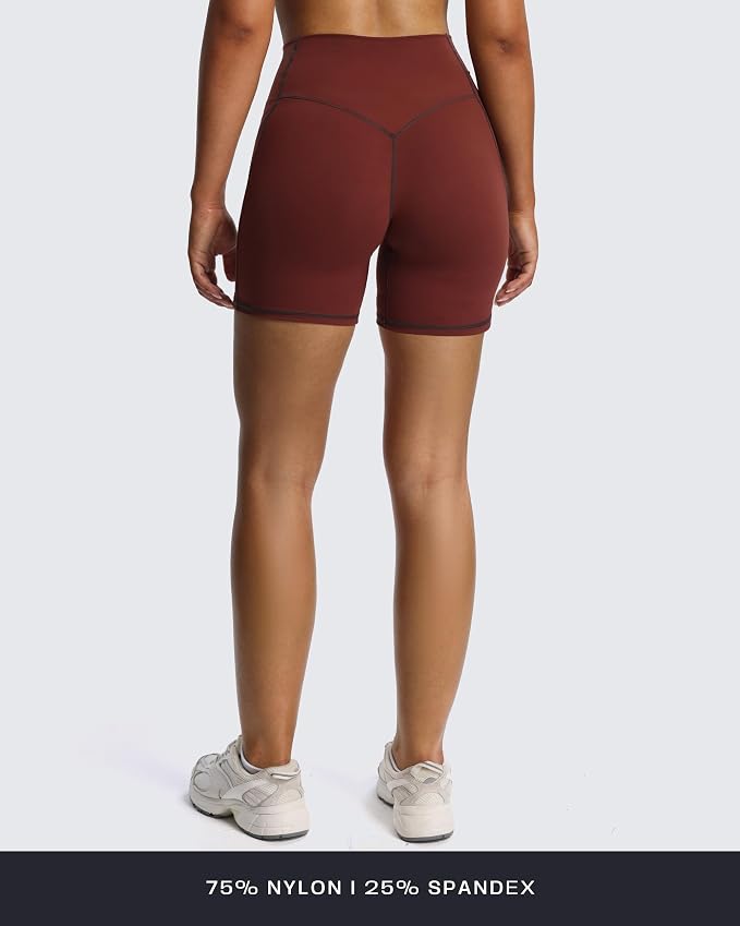 Aoxjox Lexi Lined Workout Biker Shorts for Women Tummy Control High Waisted Exercise Athletic Gym Running Yoga Short 6"