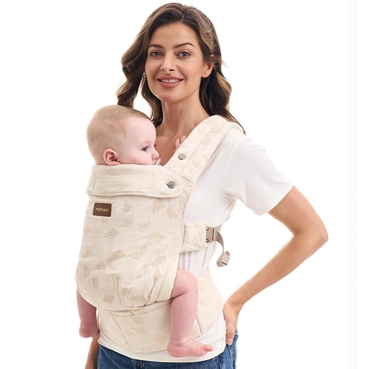Momcozy Baby Carrier - Ergonomic, Cozy and Lightweight Carrier for 7-45lbs, Effortless to Put On, Ideal for Hands-Free Parenting, Enhanced Lumbar Support, Purehug for Infant to Toddler, Geometry