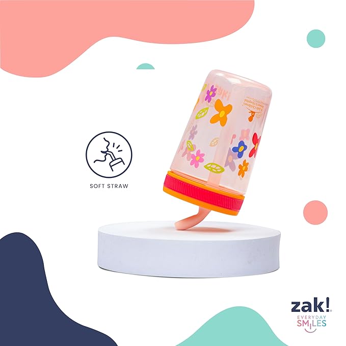 Zak Designs St. Jude Kelso Toddler Tumblers For Travel or At Home, 15oz 2-Pack Durable Plastic Sippy Cups With Leak-Proof Design is Perfect For Kids (Floral and Cactus)