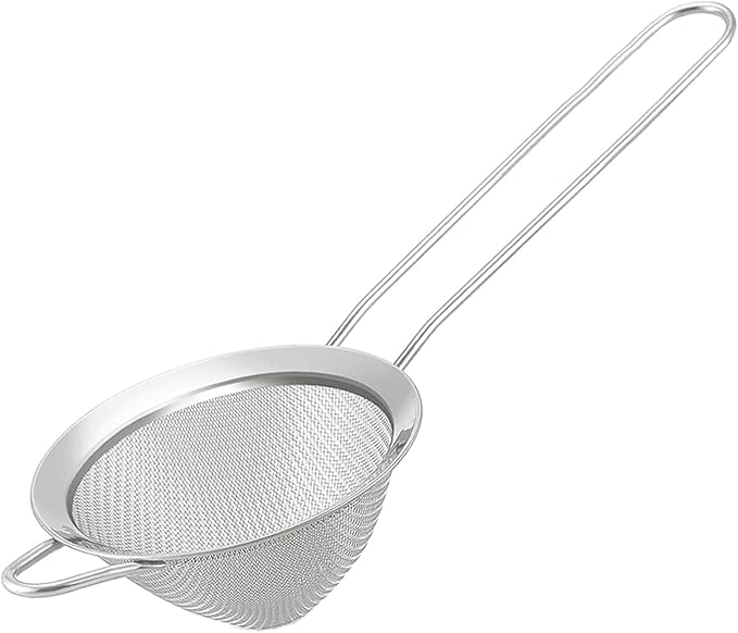 Small Fine Mesh Strainer, Stainless Steel Mini Sieve, Bar Strainer for Cocktail, Juice, Coffee, Tea Strainer for Loose Leaf Tea, Mini Sifter for Matcha, Flour, 1 Pack | 3.15 In Mini Strainer, for Cocktails, Loose Tea, Juice, Fits Most Cups and Mugs