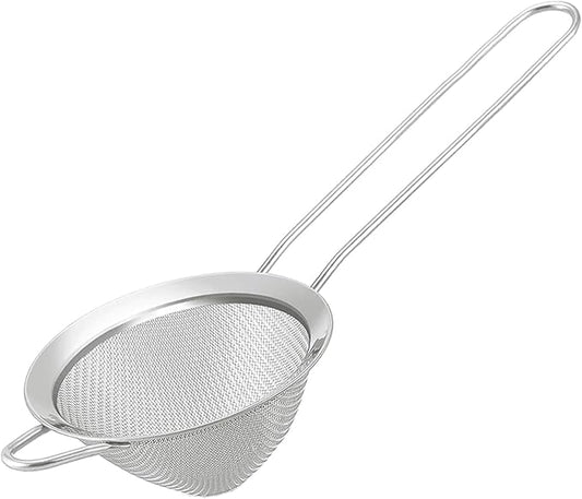 Small Fine Mesh Strainer, Stainless Steel Mini Sieve, Bar Strainer for Cocktail, Juice, Coffee, Tea Strainer for Loose Leaf Tea, Mini Sifter for Matcha, Flour, 1 Pack | 3.15 In Mini Strainer, for Cocktails, Loose Tea, Juice, Fits Most Cups and Mugs