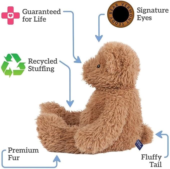 Vermont Teddy Bear Stuffed Animal – 18-Inch Custom Plush Teddy Bear, Soft Brown Teddy Bears Gift with Personalized Red Bow for Valentine, Girlfriend, Baby Shower, Kids