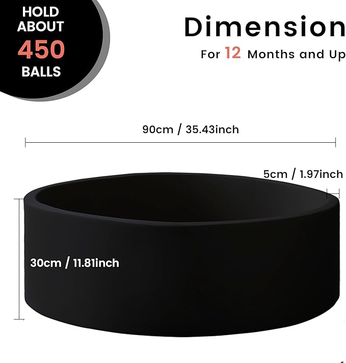 Ball Pit for Toddlers 47.24''x15.75'' Baby Ball Pit Soft Foam Ball Pits Round Lagre Kids Ball Pits Indoor and Outdoor Game Kids Play Ball Pool Ideal Gift for Children (Black, NO Balls)