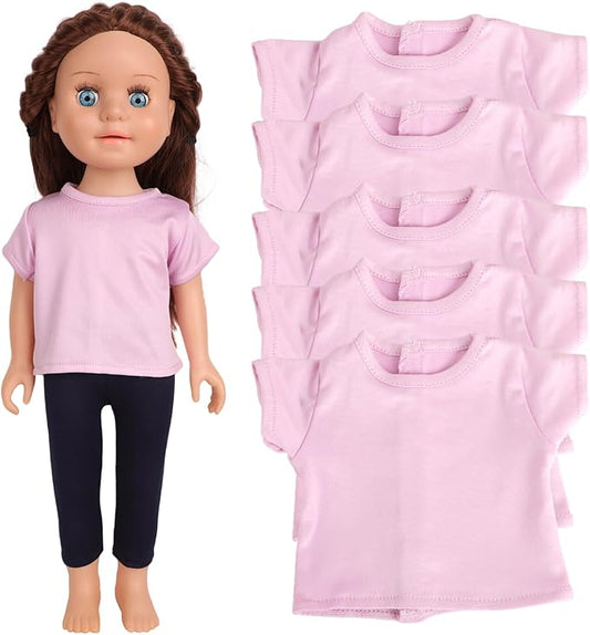 5-Pack Lavender T-Shirts for 18-Inch Bear Short-Sleeve Basic Tees, Fits 18" Bear Doll Clothes (Lavender)