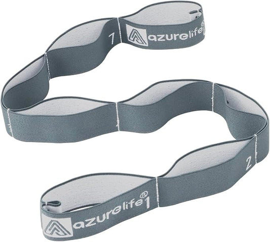 A AZURELIFE Elastic Yoga Stretching Strap, Multi-Loop Stretch Strap for Physical Therapy, Pilates, Yoga, Dance & Gymnastics Exercise and Flexible Pilates Stretch Band