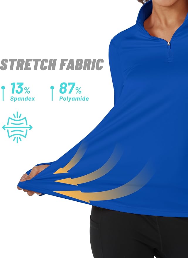 TACVASEN Women's Quarter Zip Sweatshirt Fleece Long Sleeve Workout Pullover | Lightweight Breathable Thermal Fabric,Mock Neck Design,Athletic Tops,Ideal for Gym Running Activities