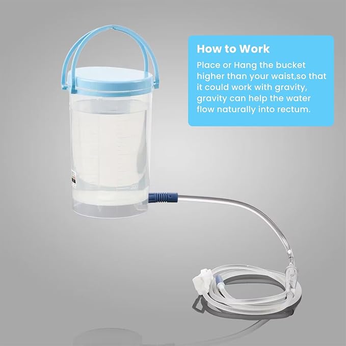 Enema Bucket Kit for Colon Cleansing with 6Pcs Enema Nozzle Tips Colon Tube Replacement, Coffee Enema kit for Constipation Detox 6ft Silicone Tubing Hose Home Shower Enema Intestinal Rinser Irrigator