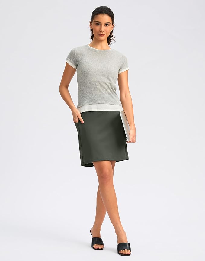 Women's 18" Skorts with 4 Side Pockets High Waisted Long Golf Skirt | Soft, Lightweight, Stretch, Breathable, Mesh Built-in Shorts, Athletic, Tennis, Dressy, Casual