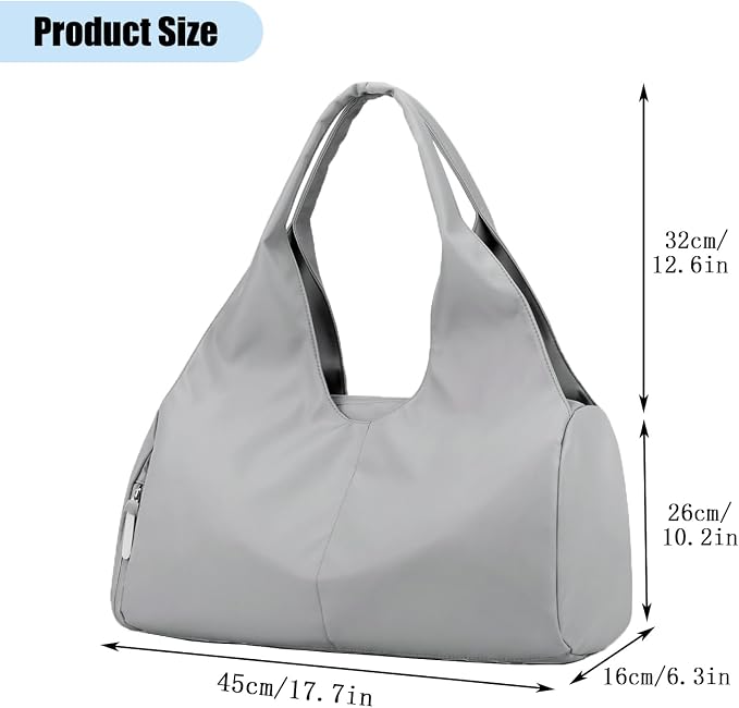 Forestfish Yoga Gym Bag For Women With Shoes Compartment & Wet Dry Storage Pockets Lightweight Duffel Bag, Grey