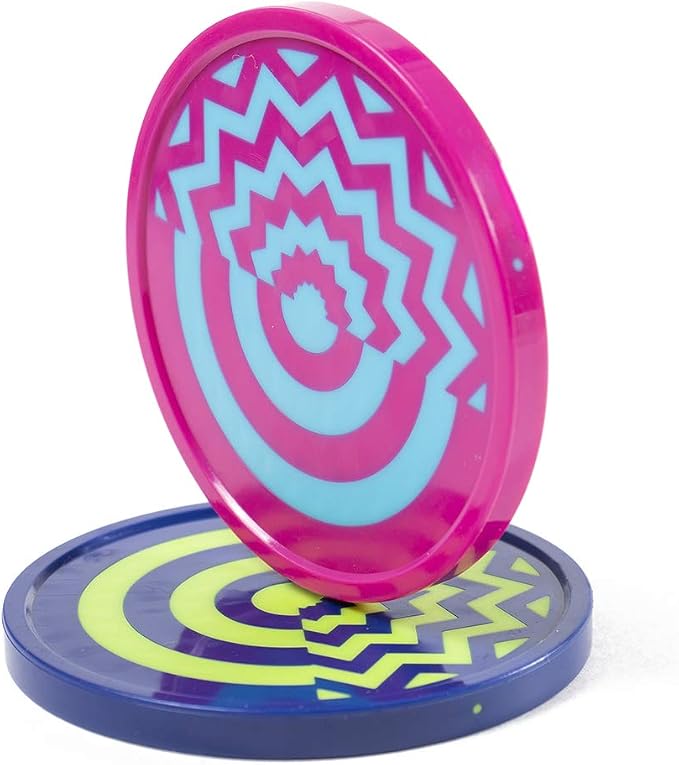 Vivid Two-Tone Air Hockey Pucks (2-Pack) | Wear-Proof Molded Psychedelic Patterns and Designs | Large 3.25-inch Pucks for Standard Air Hockey Tables | Perfect Addition to Game Rooms and Arcades