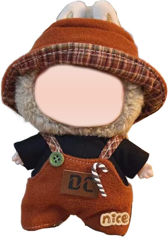 Clothes for 17cm Dolls Accessories, Includes Hat, Overalls,Stylish Adorable Doll Clothing Accessories ( No Doll (Red)