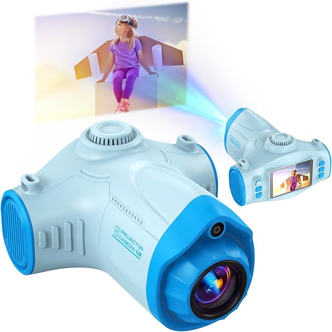 Kids Camera, Camera for Kids with Projector, Offers Projection, 48MP Photography, 1080p Video Recording, Kids Digital Camera Christmas Birthday Gifts for Boys Girls Age 3+ (Blue)