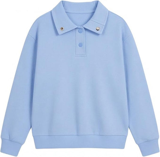 Girls Long Sleeve Collared Shirt Button Down Mock Neck Sweatshirt Athletic Cycling Clothing for Kids 5-14Years