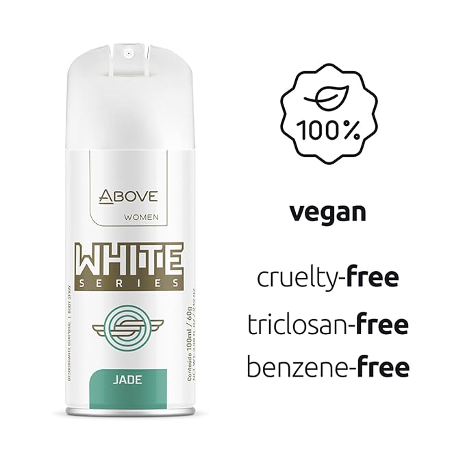 ABOVE White Series Body Spray, Jade, 2.12 oz - Deodorant Spray - Masks Perspiration Odors - Long-Lasting Dry Spray - Paraben-Free - Cruelty-Free