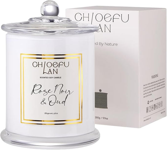 Rose Scented Candles, Oud Candle Gifts for Women, Long Lasting Burning Highly Scented Lovely Candles, Valentines Day Gifts for Her, Luxury Jar Candle for Mom, 70 Hours 10 oz