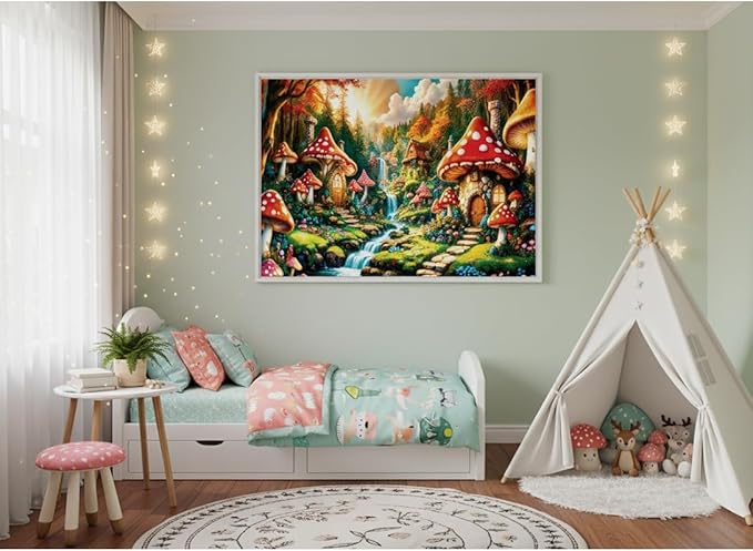 1000 Pieces Jigsaw Puzzles for Adults, Magic Series - Premium Fantasy Art & Seamless Interlock, Challenging Brain Teaser, Large 28" x 20", Great Gift Idea & Home Decor（Mushroom House）