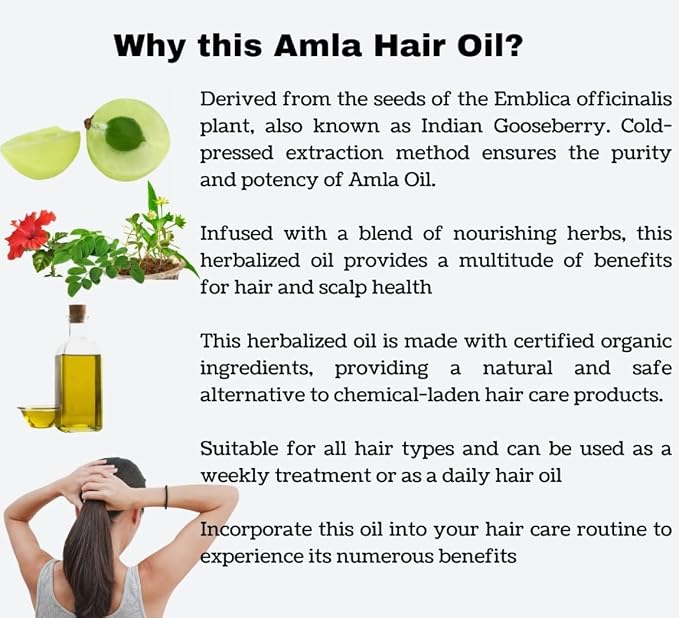 Amla Hair Oil - Organic Indian Gooseberry Herbal Oil | Nourishes Hair and Scalp | Ayurvedic Recipe | 4 FL OZ