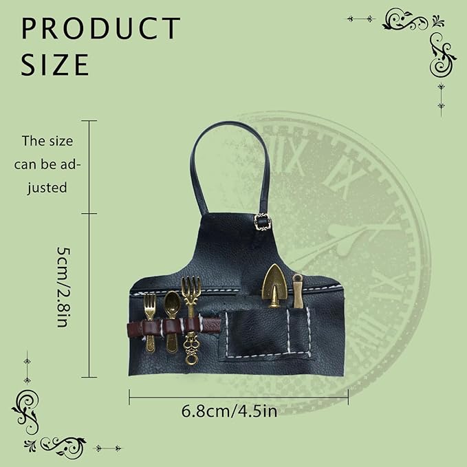 Apron Work Clothes for 17cm Doll(No Dolls)，Kitchenware Series, a Total of 6 Accessories, Leather Bibs with Adjustable Length, for Food Collectors，Suitable 3.94-6.7inch(10-17cm) for Dolls