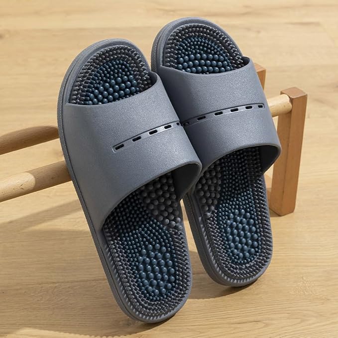 Acupressure Massage Slippers Acupressure Foot Massager Shoes Reflexology Sandals Gift for Men Women Reduce Feet Neuropathy Pain Relief and Tension (Dark Gray,US women10.5-12/men9-10.5)