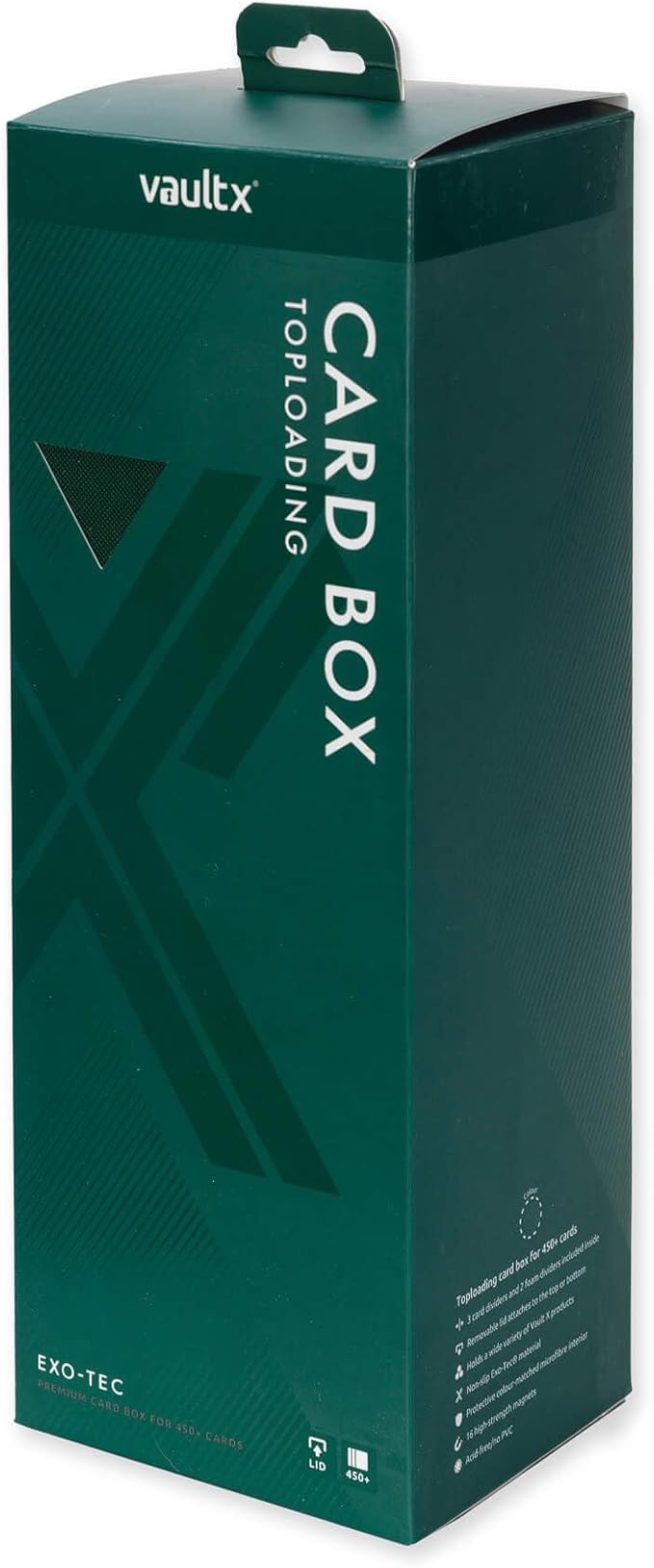 Vault X Card Storage Box, Exo-Tec Material, Detachable Magnetic Lid, with Dividers & Foam Fillers, for Trading Cards (Green)