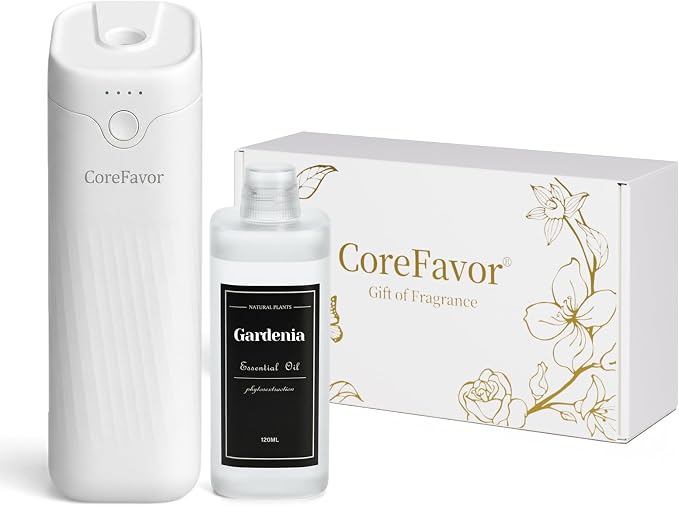 Waterless Essential Oil Diffuser (M60) with 120ml Oil, Portable Battery-Operated Cold Air Aroma Scent Machine, 4 Adjustable Intensity Levels, Quiet Diffuser for Bedroom Office Bathroom Car