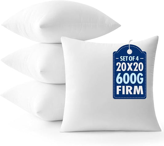 MIULEE 20x20 Throw Pillows Inserts 4 Pack, Decorative Pillows for Couch Bed | 100% Virgin Filling, Full and Fluffy, Lumbar, Back and Neck Support