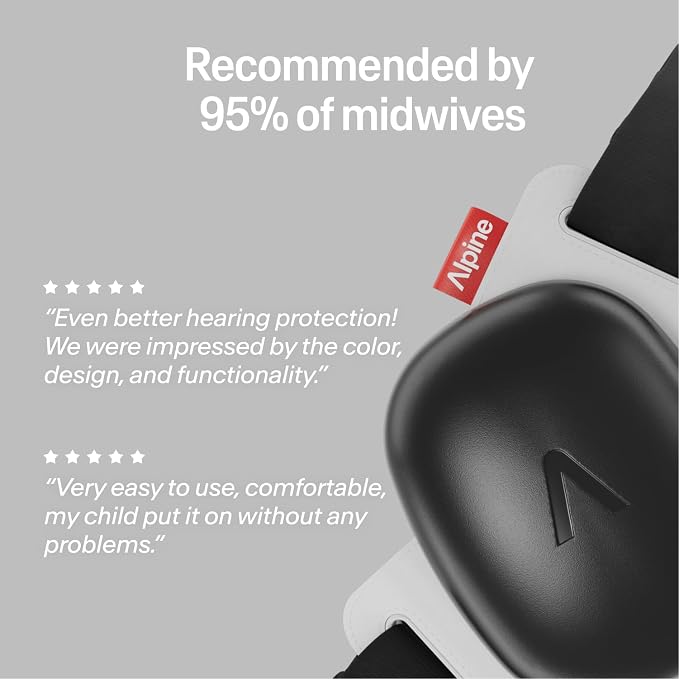 Alpine Muffy Baby Comfort - Protects Hearing for Babies and Toddlers - CE & ANSI Certified - Headband for Safe fit & Comfort - Adjustable for Ages 3-48 Months - 24dB Sound Reduction, Black