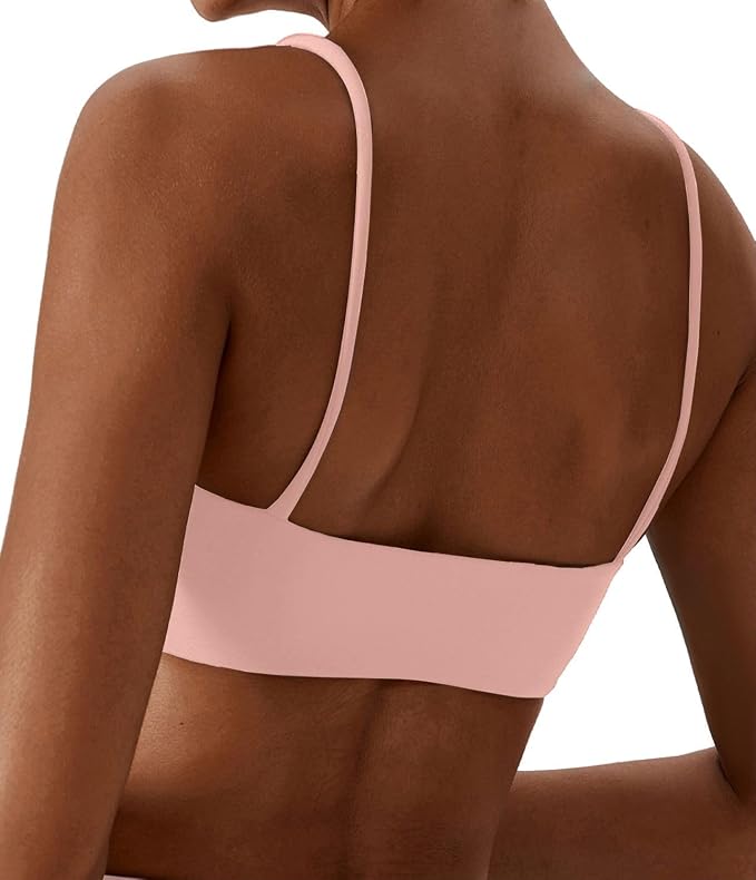Comper Women's Sports Bras Wirefree Racerback Workout Bras Sexy Thin Straps Yoga Sport Bras with Removable Pads