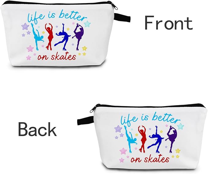 Life Is Better On Skates Makeup Zipper Pouch Bag Skate Lovers Gift Life Is Better On Skates Make up Zipper Pouch Bag Ice Skate Cosmetic Bag Skate Lover Gift Figure Skating Themed Gifts