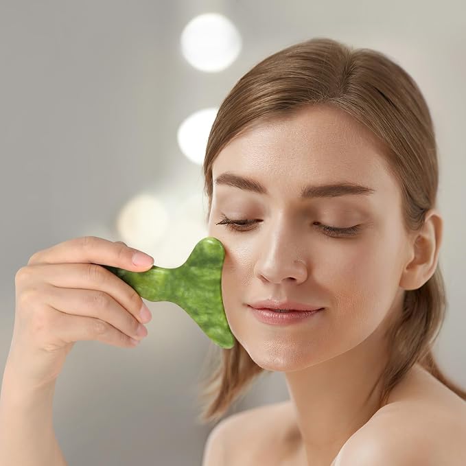 Jade Stone Large gua sha Massage Tool, Gua Sha Body Tool with Hand Grip, Muscle Scraping Massage Tools,Lymphatic Drainage Massager,Body Sculpting Anti Cellulite Tools for Men Women