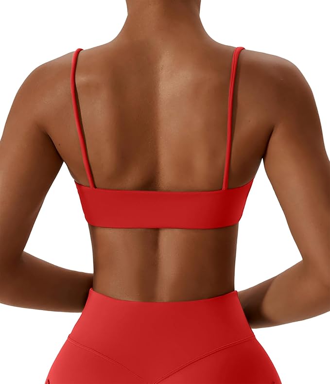 Comper Women's Sports Bras Wirefree Racerback Workout Bras Sexy Thin Straps Yoga Sport Bras with Removable Pads