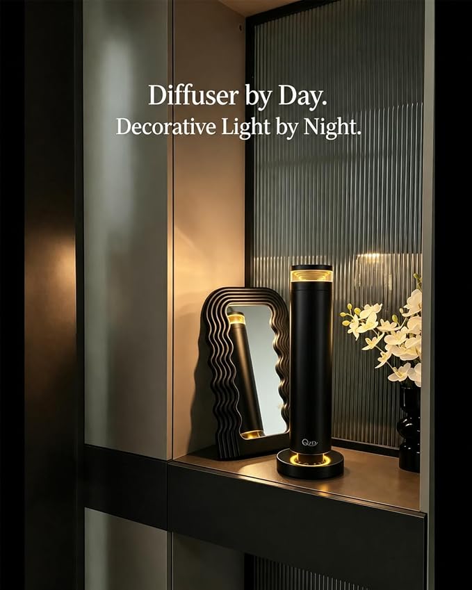 Waterless Aroma Diffuser – Cold Air Scent Machine for Home, Office, Hotel & Spa – Dual Warm Ambient Lighting – Include LUNEVIA Essential Oil Refill – Premium Home Fragrance Gift Set