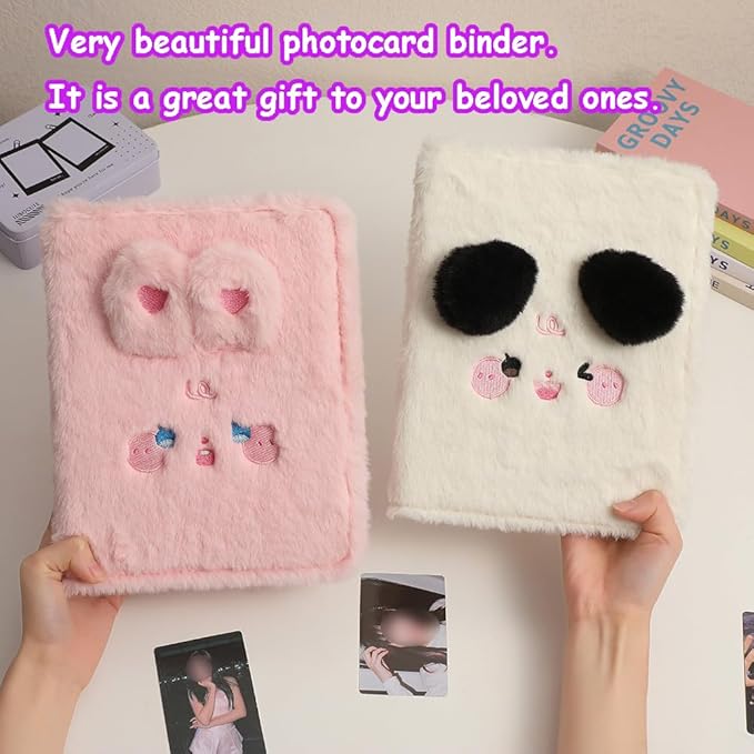 Kpop Photocard Binder with 6 Stickers Sheet & 50 Shinning Protective Sleeves Kpop Photocard Holder Book with Kpop Photocard, A5 Binder Photocard Album 30 Inner Pages with 240 Pockets (Whiteplush)