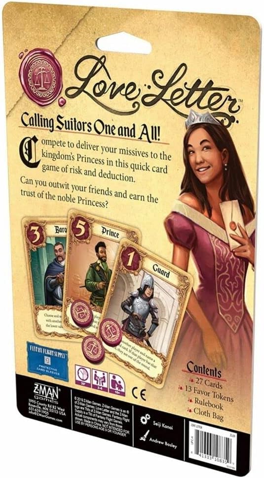 Love Letter Card Game - Prove Your Worth to The Princess! Deduction and Player Elimination Strategy Game for Kids and Adults, Ages 10+, 2-6 Players, 20 Minute Playtime, Made by Z-Man Games