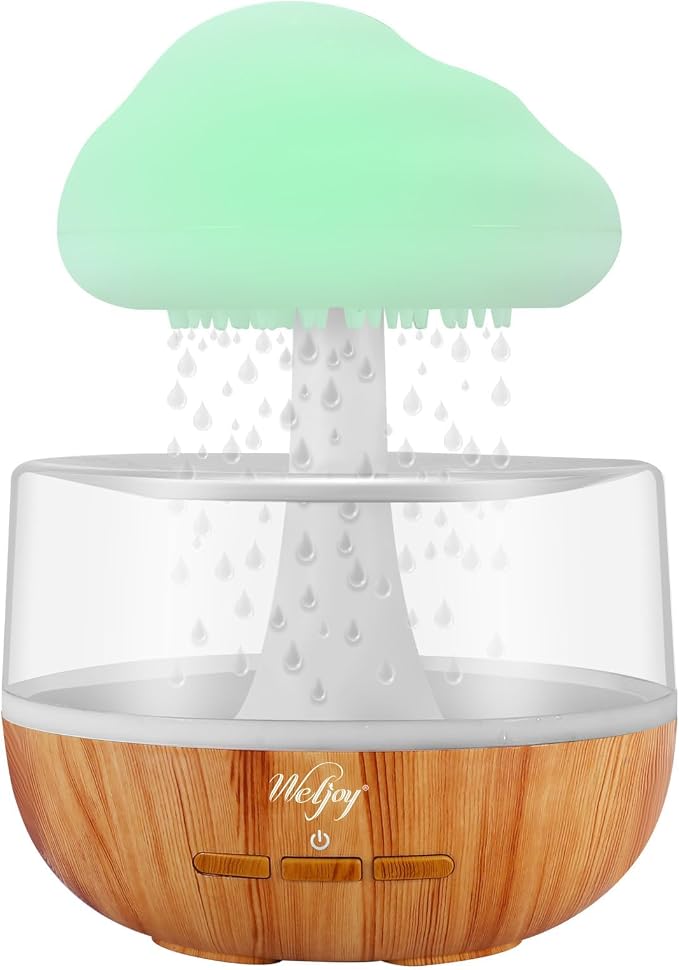 Aromatherapy Diffuser for Home and Office, Weljoy Rain Cloud Humidifier, Essential Oil Diffuser,Multiple Room Use, Mushroom Design | Aromatherapy Essential Oil, Micro Humidifier, Desk Fountain, Water Drop Sound