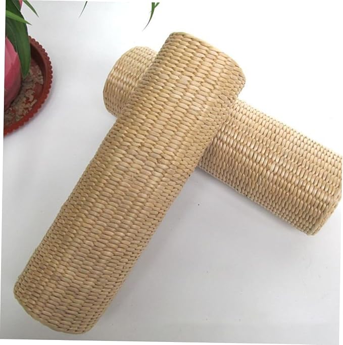 Homoyoyo 1pc Straw Cervical Pillow Neck Pillows for Travel Yoga Memory Bolster Pillow Sleeping Pillow Natural, 30x9cm, Beige