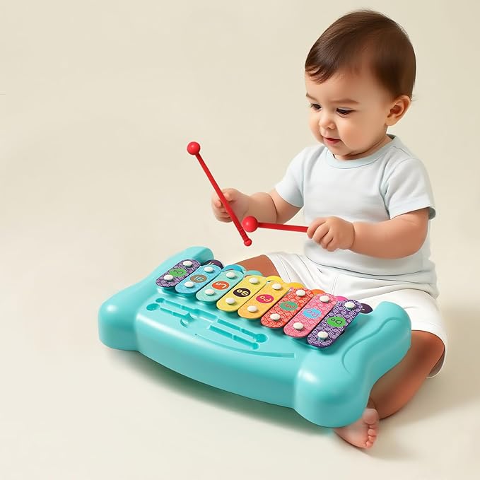2-in-1 Baby Piano & Xylophone Toy for Toddlers 1-3, 8-Key Multicolor Musical Learning Instrument, Early Educational Gift for Infants Kids