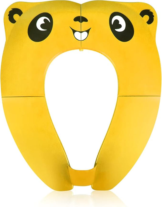 Folding Toilet Seat Toddler, Portable Toilet Training Seat for Kids, Foldable Travel Toddler Toilet Seat in ABS Material with 8 Anti Slip Silicon Pads and 1 Carry Bag (Yellow)
