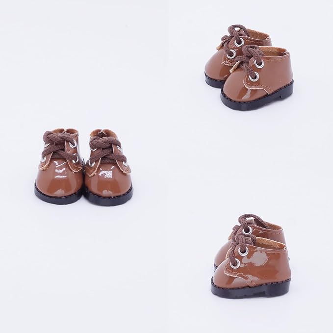 Etistta 17cm Doll Shoes for 17cm Doll Boots, 6.7 inch Doll Shoes Accessories (Brown)
