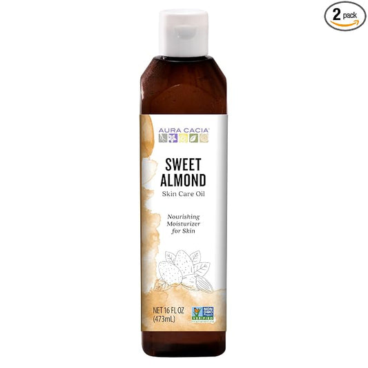 Aura Cacia Natural Skin Care Oil Sweet Almond | 16 Fl Oz (Pack of 2)
