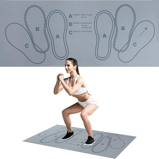 Squat Mat with Foot Position,Large Squat Target Pad 30'' X 13.8'',4mm Thickness Squat Mat Foot Positioning, Exercise Mat for Squats, Leg and Abdominal Workouts